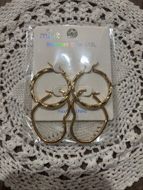 Mint Hoop Earrings Set